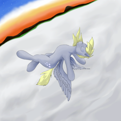 Size: 1500x1500 | Tagged: safe, artist:hrom, imported from derpibooru, derpy hooves, pegasus, pony, cloud, female, flying, mare, solo