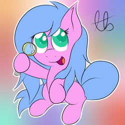 Size: 2000x2000 | Tagged: safe, artist:laptopbrony, imported from derpibooru, oc, oc only, coffeebot, cute, looking at you, magnifying glass, solo