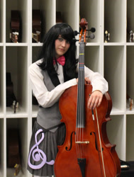 Size: 1131x1500 | Tagged: safe, artist:clockworkstarling, imported from derpibooru, octavia melody, human, cello, clothes, cosplay, costume, cutie mark on clothes, irl, irl human, musical instrument, photo, skirt, solo