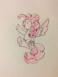 Size: 2448x3264 | Tagged: safe, artist:vertovia2437, imported from derpibooru, pinkie pie, pegasus, pony, female, race swap, solo, traditional art