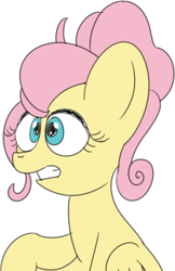Size: 1044x1608 | Tagged: safe, artist:pastelhorses, imported from derpibooru, fluttershy, pegasus, pony, flutter brutter, alternate hairstyle, female, mare, scene interpretation, simple background, solo, white background