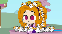 Size: 930x520 | Tagged: safe, artist:khuzang, imported from derpibooru, adagio dazzle, cat, human, :3, :<, adagio dazzle is not amused, adagio is not amused, adoragio, animated, cute, female, frown, humanized, muffin story, neko atsume, unamused, youtube link