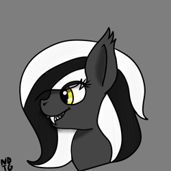 Size: 1000x1000 | Tagged: safe, artist:thunderboltgrimdark, imported from derpibooru, oc, oc only, oc:thunderbolt, bat pony, pony, bust, fangs, portrait, solo