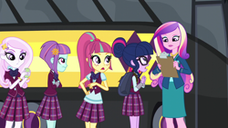 Size: 1280x720 | Tagged: safe, imported from derpibooru, screencap, fleur-de-lis, princess cadance, sci-twi, sour sweet, sunny flare, twilight sparkle, equestria girls, friendship games, dean cadance