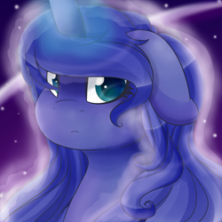 Size: 1080x1080 | Tagged: safe, artist:neonblaze909, imported from derpibooru, princess luna, bust, female, portrait, solo, space