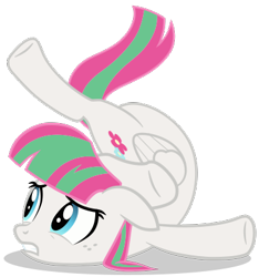 Size: 372x398 | Tagged: safe, artist:beckiergb, imported from derpibooru, blossomforth, pegasus, pony, hurricane fluttershy, .svg available, background pony, female, flexible, freckles, mare, simple background, solo, svg, that pony sure is flexible, transparent background, vector