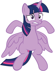 Size: 3000x3842 | Tagged: safe, artist:spellboundcanvas, imported from derpibooru, twilight sparkle, alicorn, pony, the saddle row review, bipedal, female, guilty, mare, rearing, scared, simple background, solo, spread wings, transparent background, twilight sparkle (alicorn), vector, wings