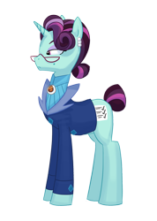 Size: 642x900 | Tagged: safe, artist:carnifex, imported from derpibooru, principal abacus cinch, pony, unicorn, equestria girls, clothes, ear piercing, earring, equestria girls ponified, female, glasses, jewelry, piercing, ponified, solo