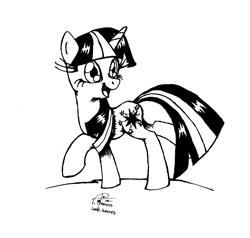 Size: 2416x2296 | Tagged: safe, artist:leadhooves, imported from derpibooru, twilight sparkle, female, monochrome, solo