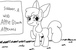 Size: 1232x807 | Tagged: safe, artist:sauruss, imported from derpibooru, apple bloom, female, monochrome, pokémon, sketch, solo