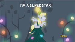 Size: 1920x1080 | Tagged: safe, edit, edited screencap, imported from derpibooru, screencap, derpy hooves, pegasus, pony, a hearth's warming tail, catasterism, cute, derpy star, discovery family logo, female, mare, solo, truth