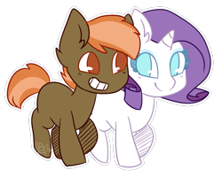 Size: 709x568 | Tagged: safe, artist:strawburryoreo, imported from derpibooru, button mash, rarity, female, filly rarity, male, rarimash, shipping, simple background, smiling, straight, transparent background