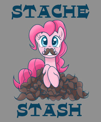 Size: 1024x1229 | Tagged: safe, artist:steffy-beff, imported from derpibooru, pinkie pie, pony, female, moustache, simple background, smiling, solo