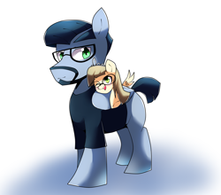 Size: 2500x2200 | Tagged: safe, artist:papibabidi, imported from derpibooru, nightjar, zippoorwhill, pegasus, pony, father and daughter, glasses, piggyback ride, ponies riding ponies, riding, zippoorwhill riding nightjar