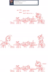 Size: 1280x1923 | Tagged: safe, artist:dilarus, deleted from derpibooru, imported from derpibooru, fluttershy, trixie, pony, unicorn, meet-the-pones, abuse, alone, ask, birthday, cake, comic, female, flutterbuse, food, mare, monochrome, sad, tumblr