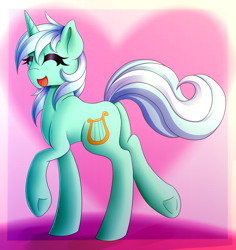 Size: 2132x2256 | Tagged: safe, artist:emberslament, artist:spirit-dude, imported from derpibooru, lyra heartstrings, unicorn, collaboration, eyes closed, female, happy, heart, open mouth, solo