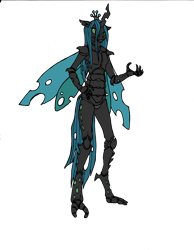 Size: 2550x3291 | Tagged: safe, artist:breadworth, imported from derpibooru, queen chrysalis, anthro, changeling, changeling queen, exoskeleton, female, insectoid, solo