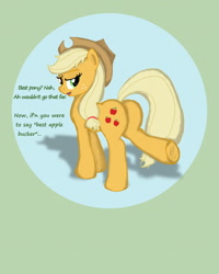 Size: 2056x2576 | Tagged: safe, artist:doublebackstitcharts, imported from derpibooru, applejack, applebutt, best pony, butt, female, looking back, plot, solo, underhoof