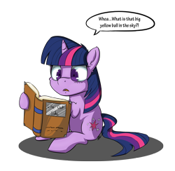 Size: 2840x2770 | Tagged: safe, artist:vicse, imported from derpibooru, twilight sparkle, pony, book, bookhorse, chibi, female, frown, hoof hold, nerd, open mouth, reading, shocked, simple background, sitting, solo, speech bubble, that pony sure does love books, transparent background, wide eyes