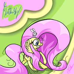 Size: 1024x1024 | Tagged: safe, artist:rozen-junk, imported from derpibooru, angel bunny, fluttershy, long mane, messy mane