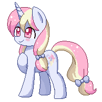 Size: 200x200 | Tagged: safe, artist:riouku, imported from derpibooru, oc, oc only, oc:melody ice, pony, cute, female, hair bow, mare, pixel art, solo, tail bow