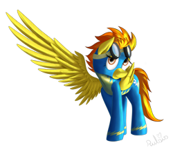 Size: 1600x1387 | Tagged: safe, artist:rulsis, imported from derpibooru, spitfire, pegasus, pony, clothes, female, looking at you, simple background, solo, transparent background, uniform, wonderbolts uniform