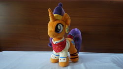 Size: 5456x3064 | Tagged: safe, artist:egalgay, imported from derpibooru, saffron masala, spice up your life, handmade, irl, my little pony, photo, plushie, solo, toy