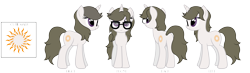 Size: 3898x1132 | Tagged: safe, artist:digiqrow, imported from derpibooru, oc, oc only, oc:solaria, glasses, reference sheet, simple background, solo, transparent background, vector