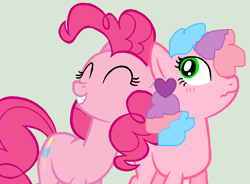 Size: 954x704 | Tagged: safe, imported from derpibooru, pinkie pie, oc, oc:candy hearts, blushing, canon x oc, shipping