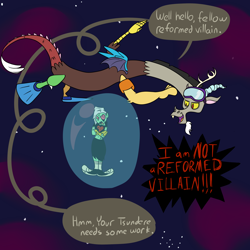 Size: 3000x3000 | Tagged: safe, artist:turkleson, imported from derpibooru, discord, crossover, lord dominator, space, spoiler, spoilers for another series, wander over yonder