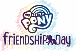 Size: 2491x1662 | Tagged: safe, imported from derpibooru, pinkie pie, earth pony, female, friendship day, heart, my little pony logo, official, rainbow, silhouette, simple background, solo, white background