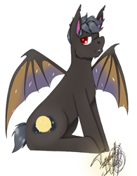 Size: 652x836 | Tagged: safe, artist:nightingale rosemary, imported from derpibooru, oc, oc only, oc:alexius, bat pony, pony, solo