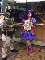 Size: 720x960 | Tagged: safe, artist:mieucosplay, imported from derpibooru, rarity, human, bronycon, bronycon 2016, equestria girls, friendship through the ages, boba fatass, boba fett, clothes, cosplay, costume, irl, irl human, photo, star wars, wanted poster