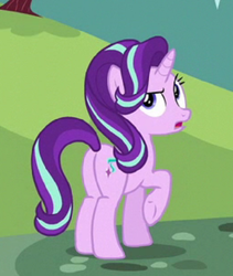 Size: 500x592 | Tagged: safe, imported from derpibooru, screencap, starlight glimmer, pony, no second prances, butt, female, mare, plot, raised eyebrow, raised hoof, solo