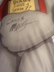 Size: 720x960 | Tagged: safe, imported from derpibooru, diamond dog, autograph, body pillow, canon, i believe in m.a. larson, m.a. larson, signature