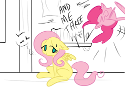 Size: 2480x1771 | Tagged: safe, artist:theponybox696, color edit, edit, imported from derpibooru, fluttershy, pinkie pie, comic:the cutie pee, the cutie map, colored, covering crotch, desperation, need to pee, omorashi, potty time