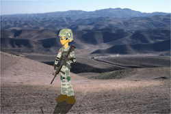 Size: 900x600 | Tagged: safe, artist:trungtranhaitrung, imported from derpibooru, flash sentry, equestria girls, afghanistan, cutie mark, desert, eqg promo pose set, equestria girls in real life, flipped, gun, irl, m4 carbine, male, military, photo, rifle, soldier, solo, us army, vehicle, weapon