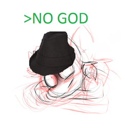 Size: 465x492 | Tagged: safe, imported from derpibooru, atheism, fedora, hat, shitposting, solo