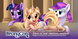 Size: 1200x600 | Tagged: safe, artist:centchi, imported from derpibooru, twilight sparkle, oc, oc:blank canvas, oc:taralicious, bronycon, bronycon 2016, bronycon mascots, clothes, tara strong, toga