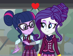 Size: 934x710 | Tagged: safe, artist:themexicanpunisher, imported from derpibooru, rarity, sci-twi, twilight sparkle, equestria girls, clothes, crystal prep academy uniform, female, lesbian, rarilight, school uniform, sci-rarilight, shipping