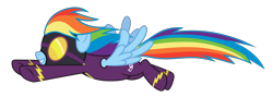 Size: 8400x3000 | Tagged: safe, artist:reginault, imported from derpibooru, rainbow dash, pegasus, pony, clothes, costume, female, flying, goggles, mare, shadowbolt dash, shadowbolts, shadowbolts costume, simple background, solo, transparent background, vector