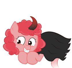 Size: 1501x1407 | Tagged: artist needed, safe, artist:ficficponyfic, color edit, edit, edited edit, imported from derpibooru, vector edit, oc, oc only, oc:pipadeaxkor, demon, demon pony, colt quest, color, colored, cute, disguise, evil, evil grin, fangs, female, floating, giggling, horn, illusion, pure unfiltered evil, simple background, solo, transparent background, vector