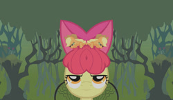 Size: 626x360 | Tagged: safe, edit, edited screencap, imported from derpibooru, screencap, apple bloom, applejack, bridle gossip, appletini, micro, mirrored, unitinu