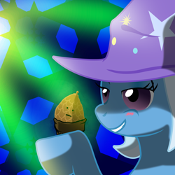 Size: 2200x2200 | Tagged: safe, artist:aaronmk, imported from derpibooru, trixie, pony, unicorn, female, mare, pinecone, solo