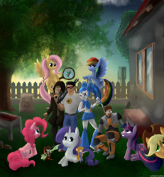 Size: 2000x2160 | Tagged: safe, artist:crmareli, artist:xjrobot, imported from derpibooru, applejack, fluttershy, pinkie pie, rainbow dash, rarity, twilight sparkle, human, pony, amnesia the dark descent, amnesia: the dark descent, chip, chip and dale rescue rangers, dale, daniel, gadget hackwrench, gordon freeman, half-life, jenny wakeman, monterey jack, my life as a teenage robot, sam "serious" stone, serious sam, wat, zipper, zipper (chip and dale rescue rangers)