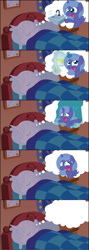 Size: 2537x7122 | Tagged: safe, artist:t-3000, imported from derpibooru, princess luna, star swirl the bearded, pony, backfire, bait and switch, comic, cute, desperation, didn't think this through, dream, dream walker luna, eyes closed, female, filly, filly luna, frown, levitation, lunabetes, magic, male, need to pee, omorashi, on side, potty time, prank, prank fail, side, sink, slice of life, stallion, sweat, telekinesis, thought bubble, trolluna, wet, wet mane, woona, younger