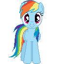 Size: 128x133 | Tagged: safe, artist:onil innarin, derpibooru exclusive, imported from derpibooru, rainbow dash, pony, c:, female, looking at you, mare, pixel art, simple background, solo, transparent background