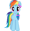 Size: 128x133 | Tagged: safe, artist:onil innarin, derpibooru exclusive, imported from derpibooru, rainbow dash, pony, blushing, c:, cute, dashabetes, female, girly, hair bow, looking at you, mare, pixel art, rainbow dash always dresses in style, simple background, solo, tomboy taming, transparent background