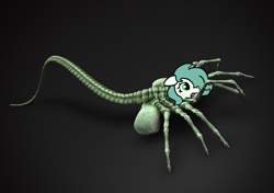 Size: 1240x874 | Tagged: safe, edit, imported from derpibooru, oc, oc only, oc:emerald jewel, facehugger, colt quest, /mlp/, 4chan, floppy ears, open mouth, photoshop, solo, wat