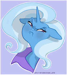 Size: 882x978 | Tagged: safe, artist:dahvyevlood, imported from derpibooru, trixie, pony, unicorn, cute, diatrixes, faic, female, floppy ears, grumpy, madorable, mare, portrait, solo